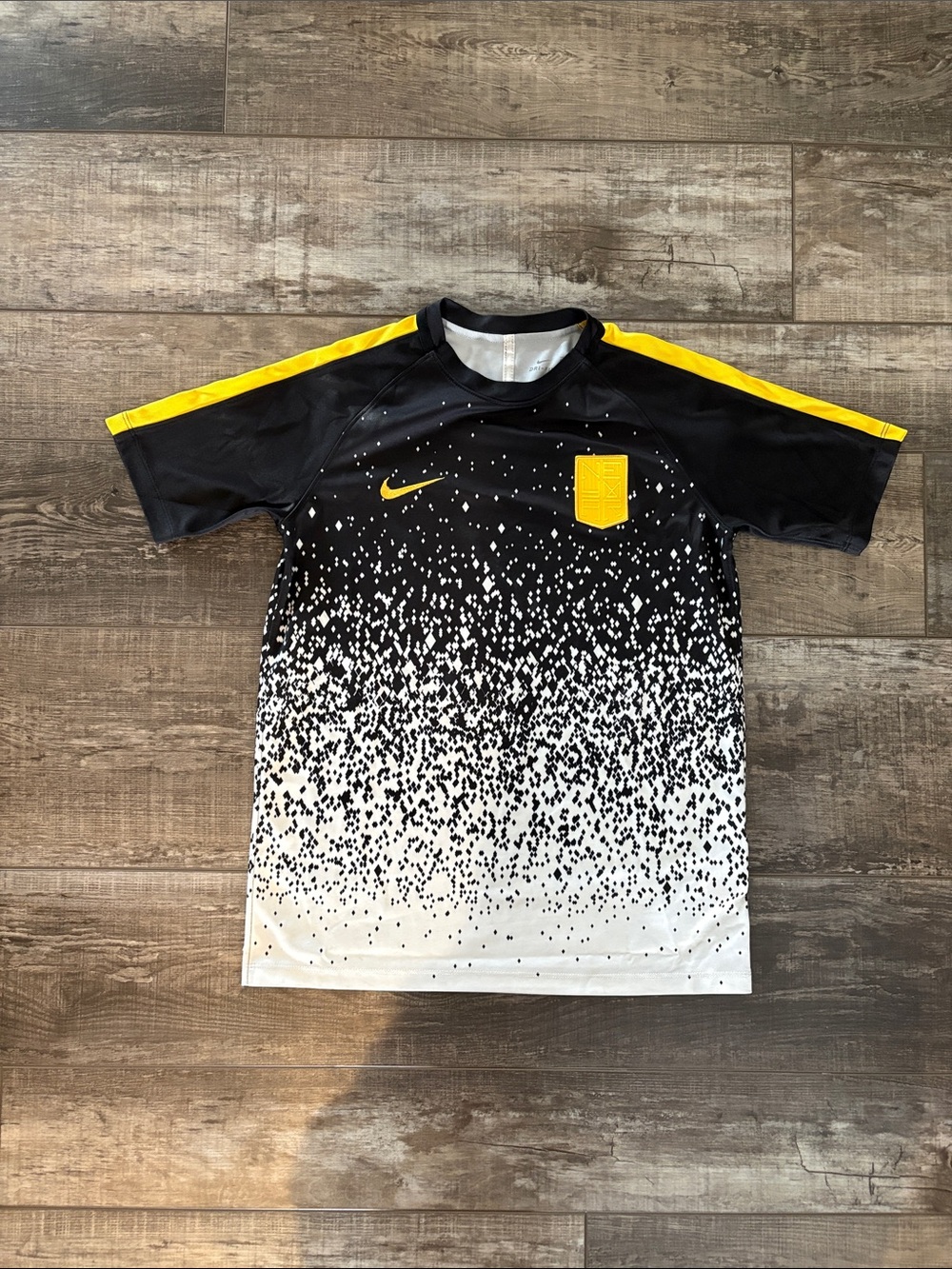 Nike Kids Black White and Yellow Gradient Soccer Jersey